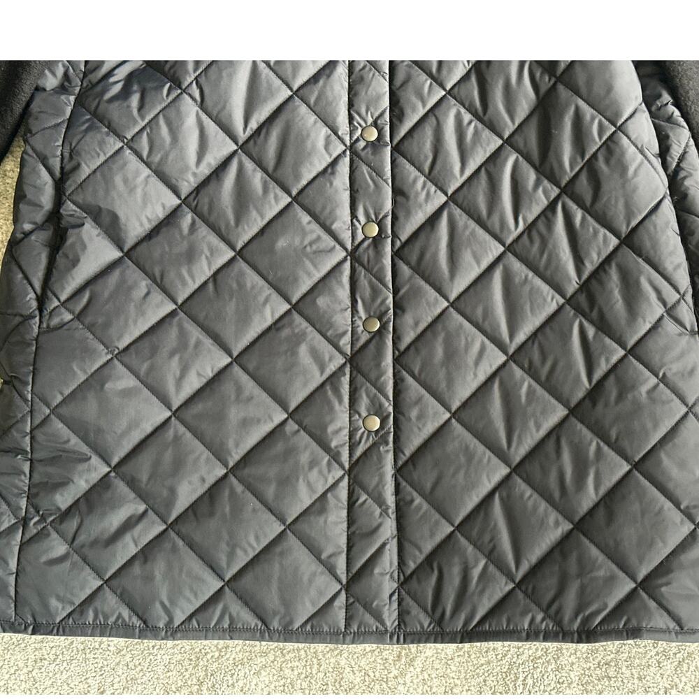 Eileen Fisher Mixed Media Quilted Jacket Wool Knit Sleeves Black Modern Large - Picture 4 of 9